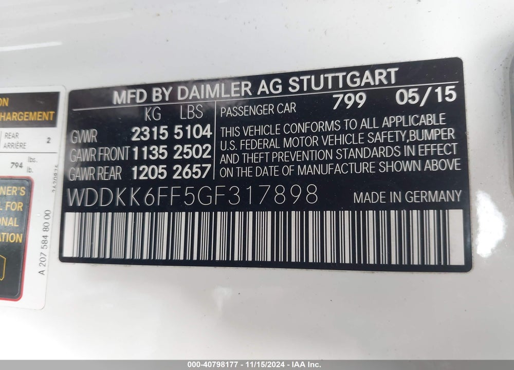 2016 MERCEDES-BENZ E 400 VIN: WDDKK6FF5GF317898