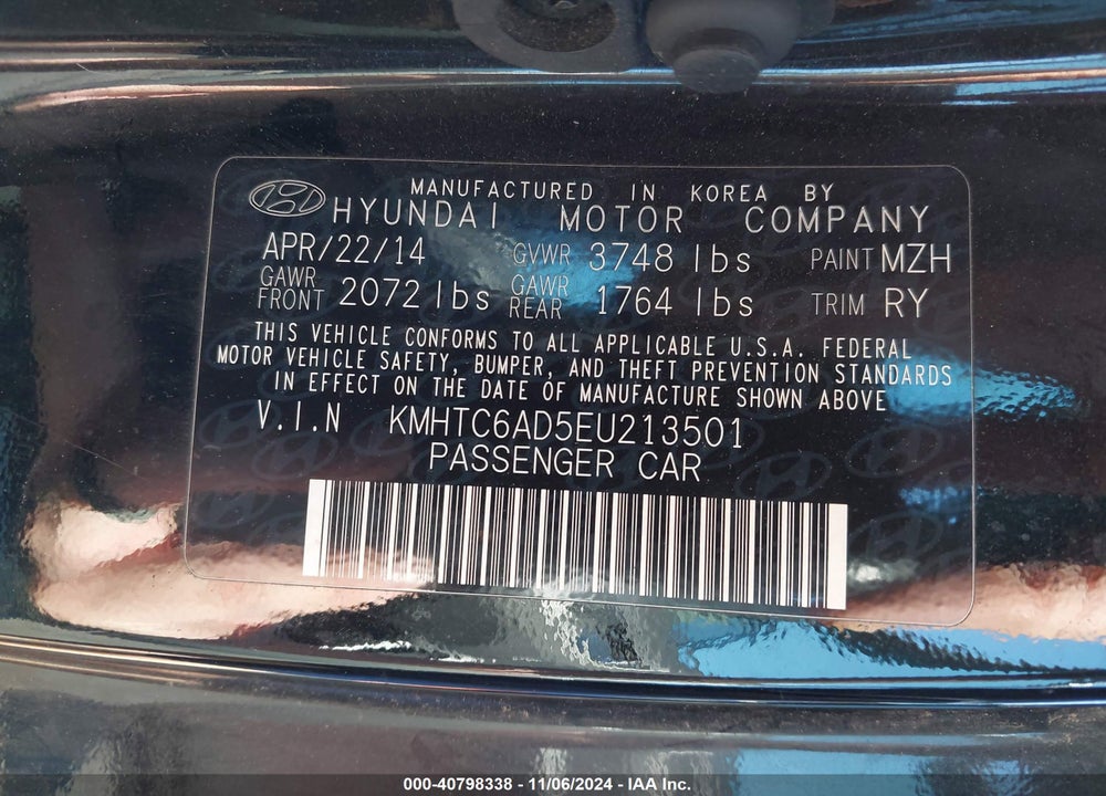 2014 HYUNDAI VELOSTER FLEX W/RED VIN: KMHTC6AD5EU213501