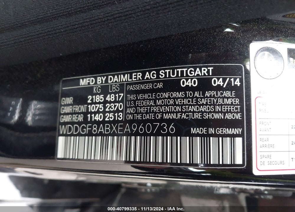 2014 MERCEDES-BENZ C 300 VIN: WDDGF8ABXEA960736
