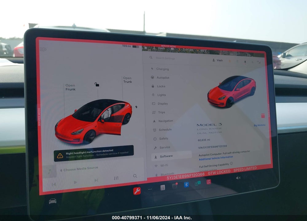 2022 TESLA MODEL 3 LONG RANGE DUAL MOTOR ALL-WHEEL DRIVE VIN: 5YJ3E1EB9NF120368