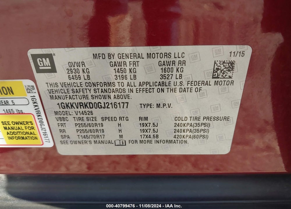 2016 GMC ACADIA SLT-1 VIN: 1GKKVRKD0GJ216177