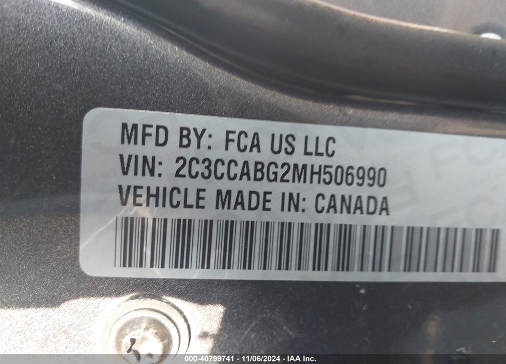2021 CHRYSLER 300 VIN: 2C3CCABG2MH506990