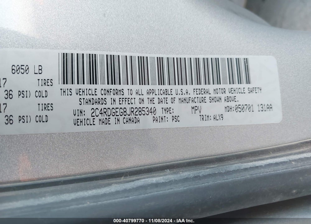 2018 DODGE GRAND CARAVAN GT VIN: 2C4RDGEG8JR285340