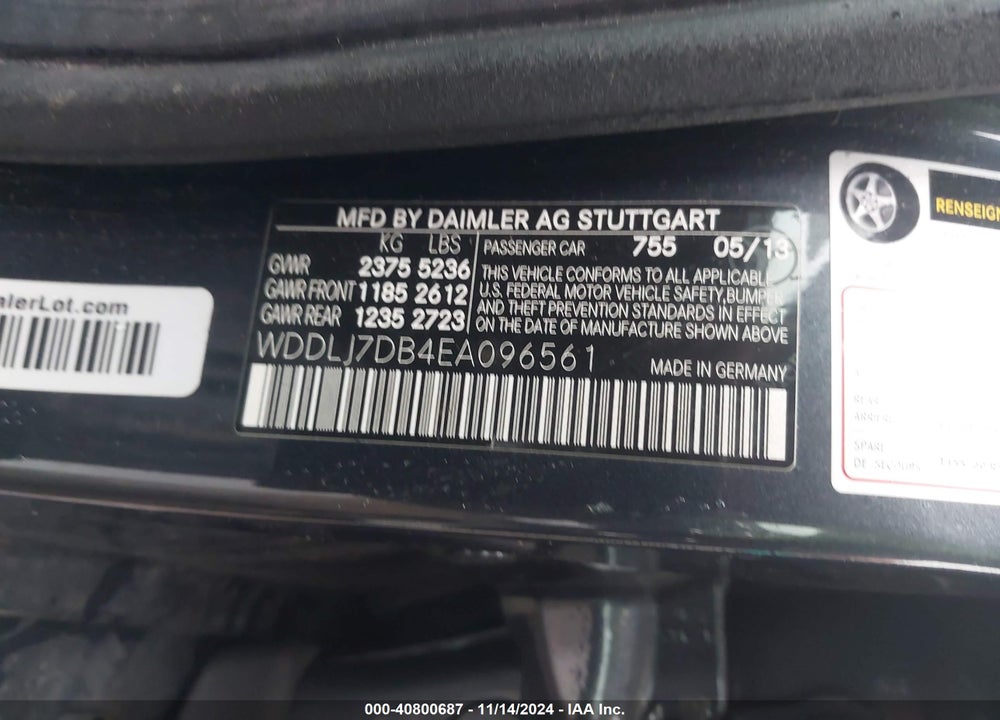 2014 MERCEDES-BENZ CLS 550 VIN: WDDLJ7DB4EA096561