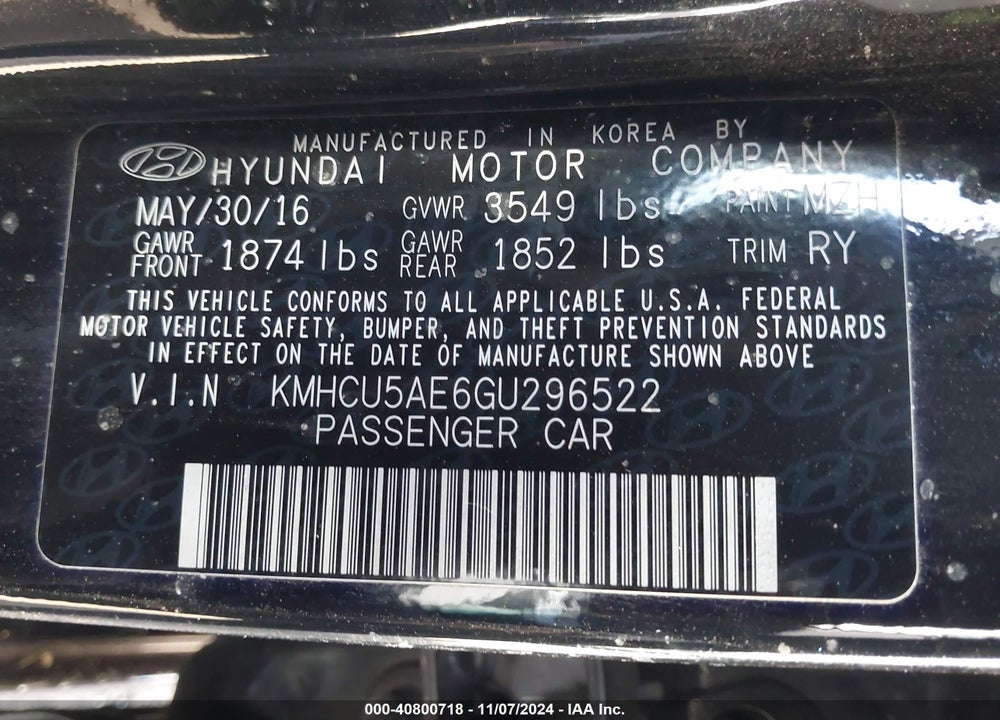 2016 HYUNDAI ACCENT SPORT VIN: KMHCU5AE6GU296522