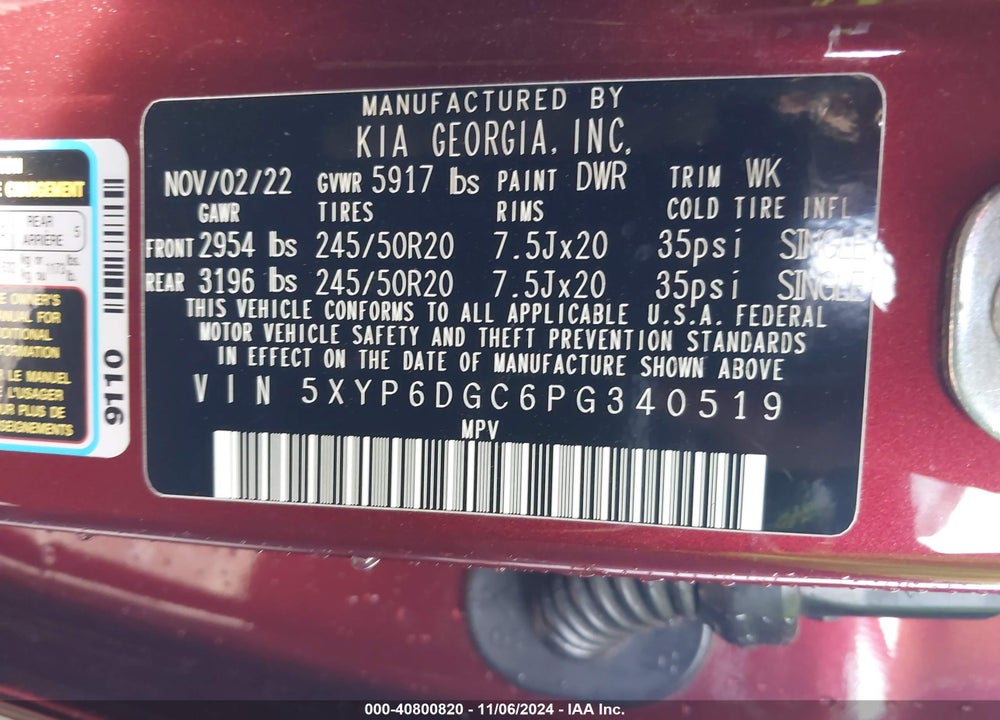2023 KIA TELLURIDE S VIN: 5XYP6DGC6PG340519