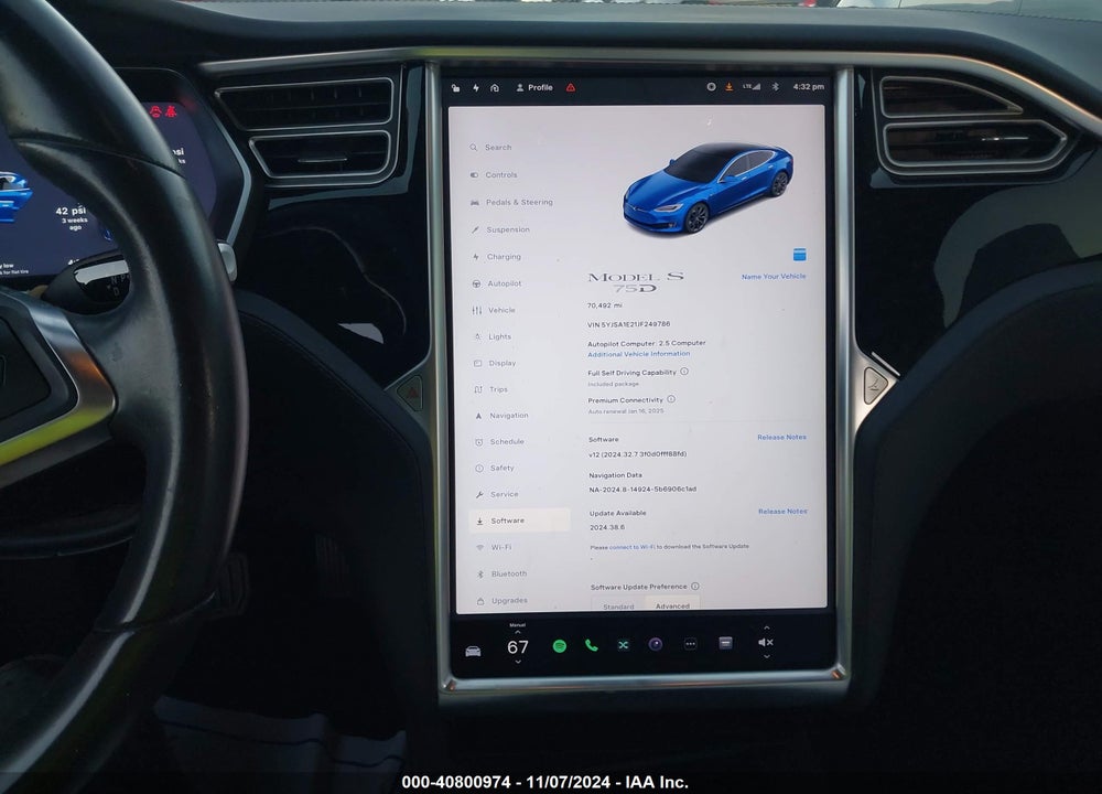 2018 TESLA MODEL S 100D/75D/P100D VIN: 5YJSA1E21JF249786