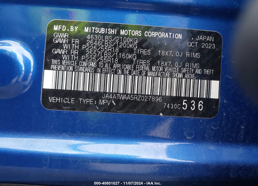 2024 MITSUBISHI ECLIPSE CROSS SE/SEL VIN: JA4ATWAA5RZ027896