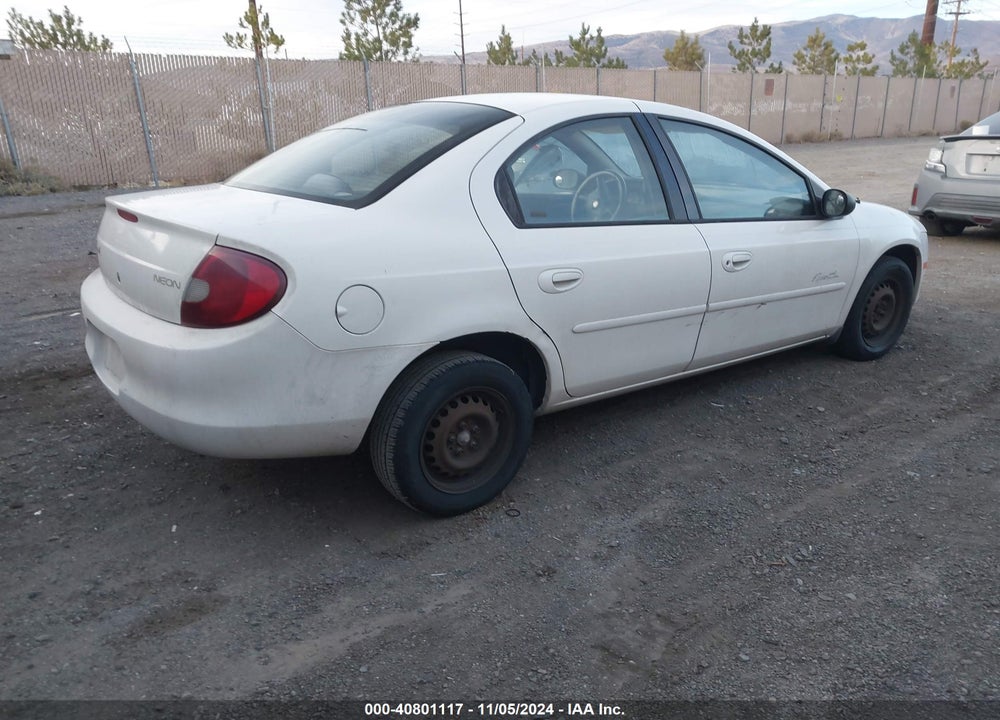 2001 PLYMOUTH NEON HIGHLINE VIN: 1P3ES46C81D184929