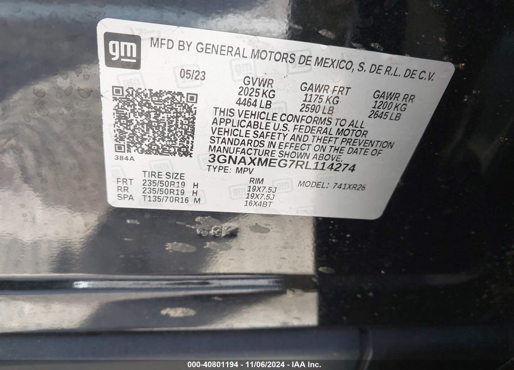 2024 CHEVROLET EQUINOX FWD RS VIN: 3GNAXMEG7RL114274