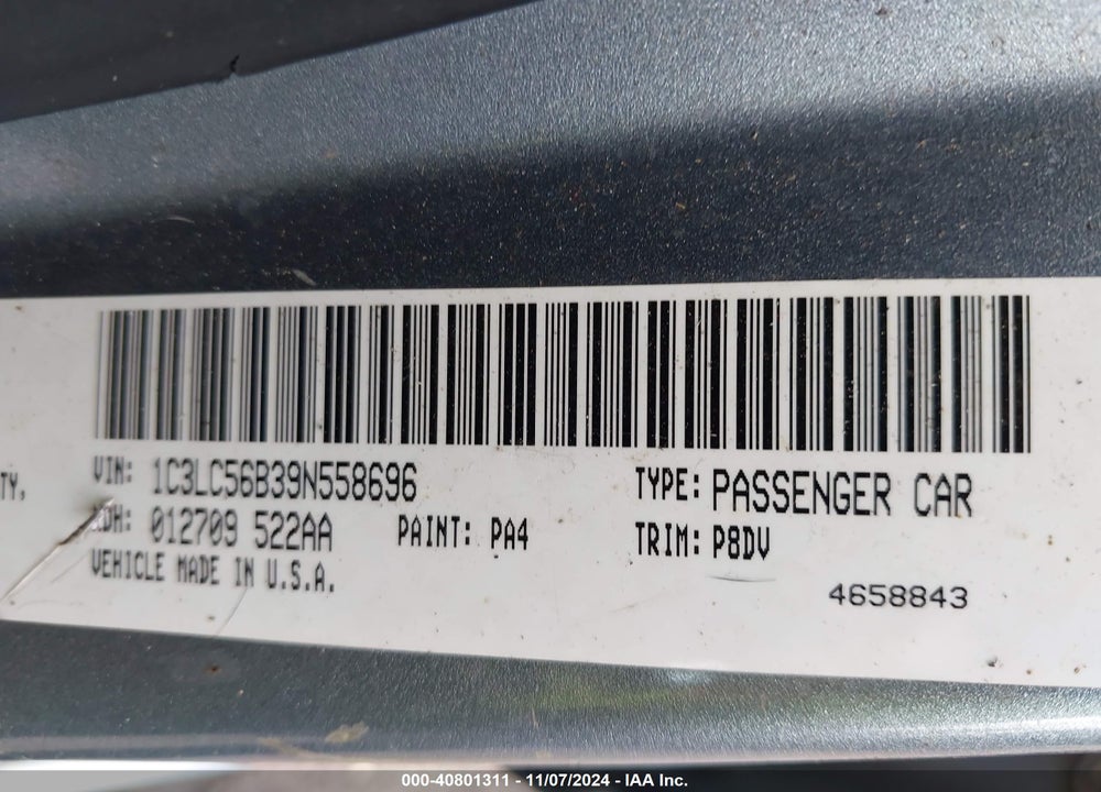 2009 CHRYSLER SEBRING TOURING VIN: 1C3LC56B39N558696