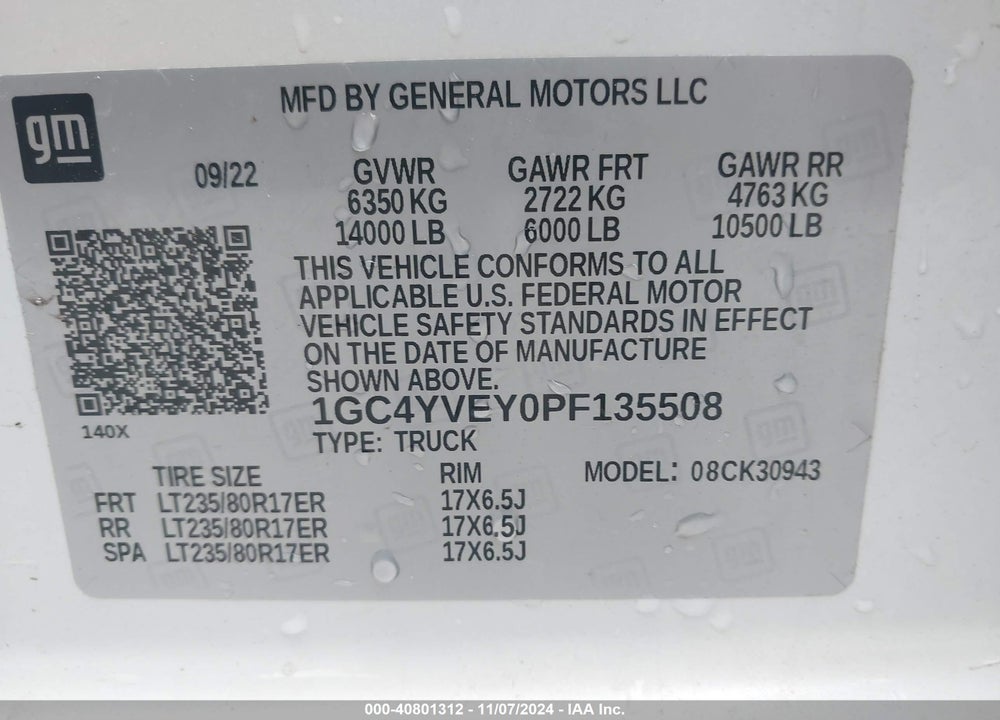 2023 CHEVROLET SILVERADO 3500HD VIN: 1GC4YVEY0PF135508