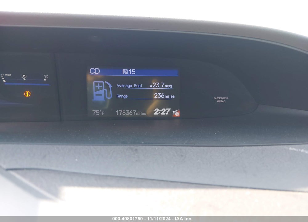 2012 HONDA CIVIC SDN CNG/NATURAL GAS VIN: 19XFB5F50CE003092