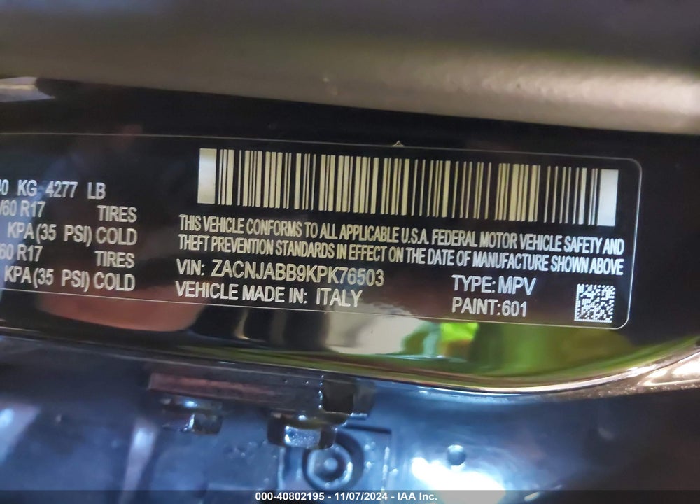 2019 JEEP RENEGADE LATITUDE FWD VIN: ZACNJABB9KPK76503
