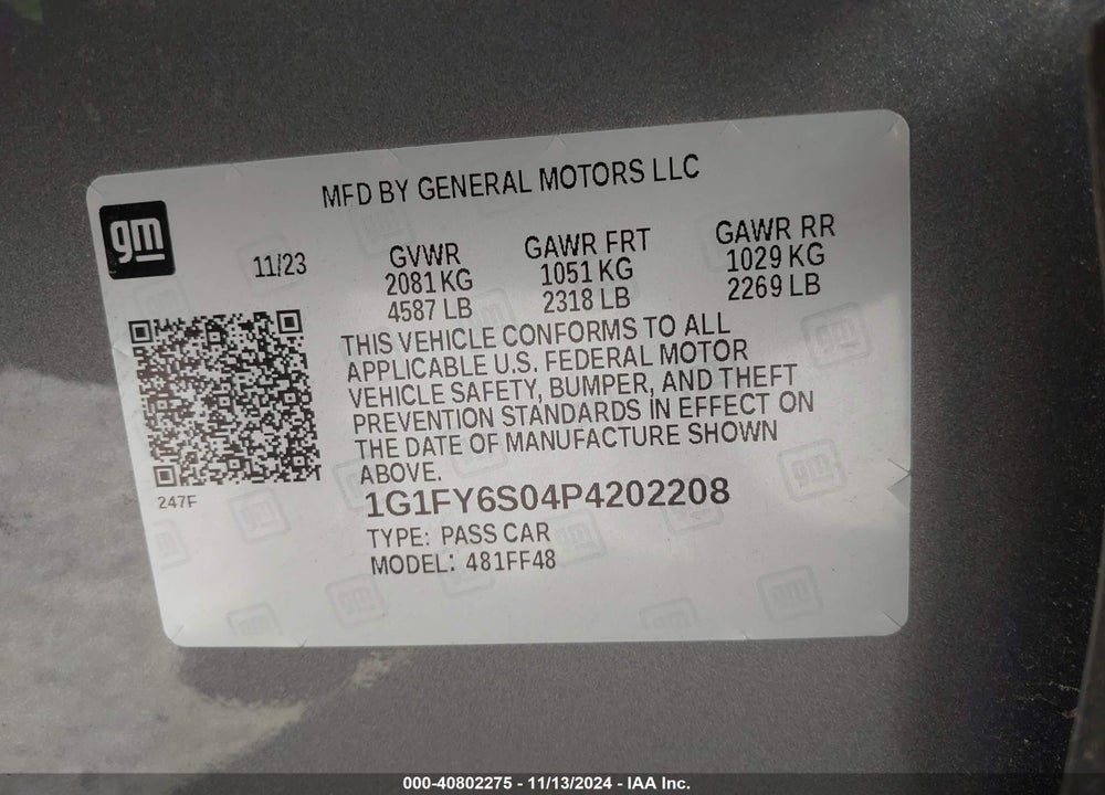 2023 CHEVROLET BOLT EUV FWD LT VIN: 1G1FY6S04P4202208