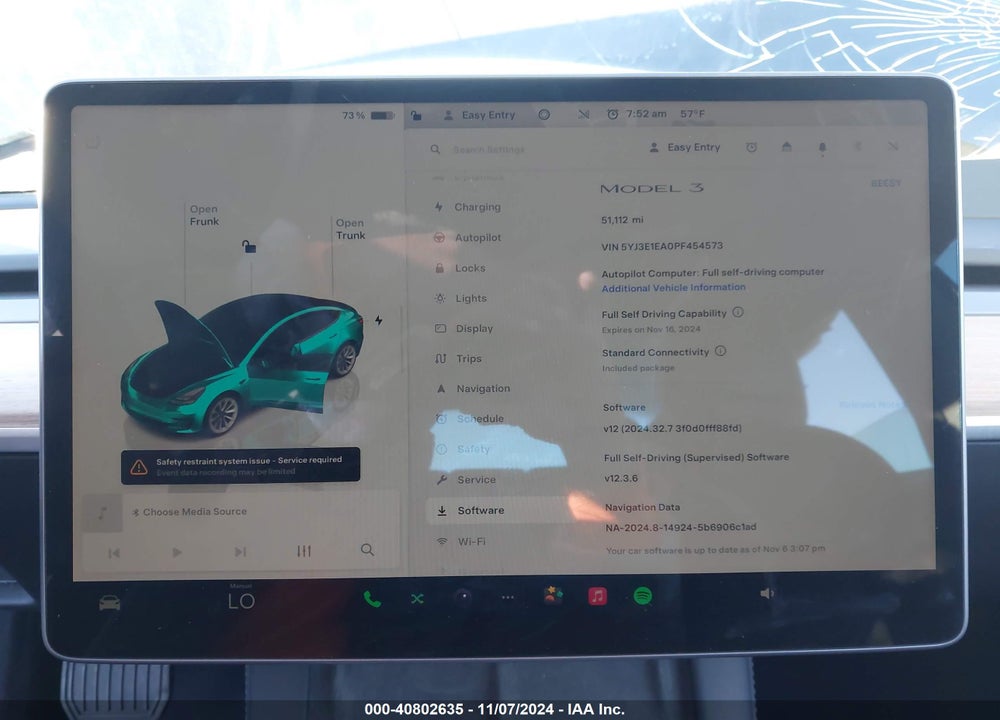 2023 TESLA MODEL 3 REAR-WHEEL DRIVE VIN: 5YJ3E1EA0PF454573