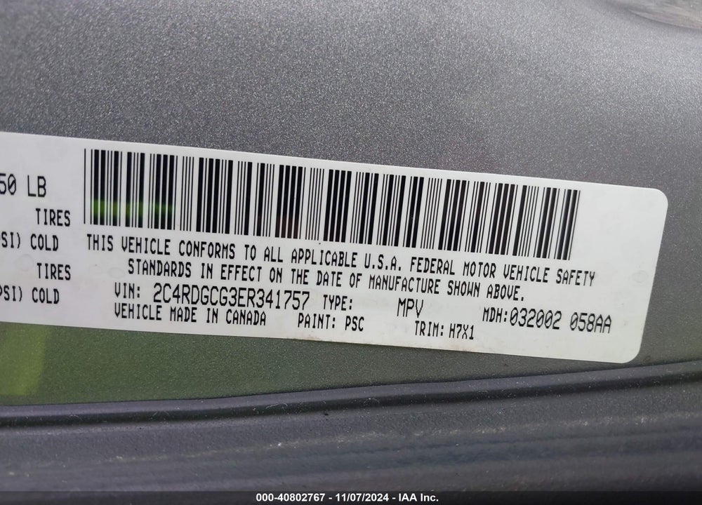 2014 DODGE GRAND CARAVAN SXT/SXT 30TH ANNIVERSARY VIN: 2C4RDGCG3ER341757