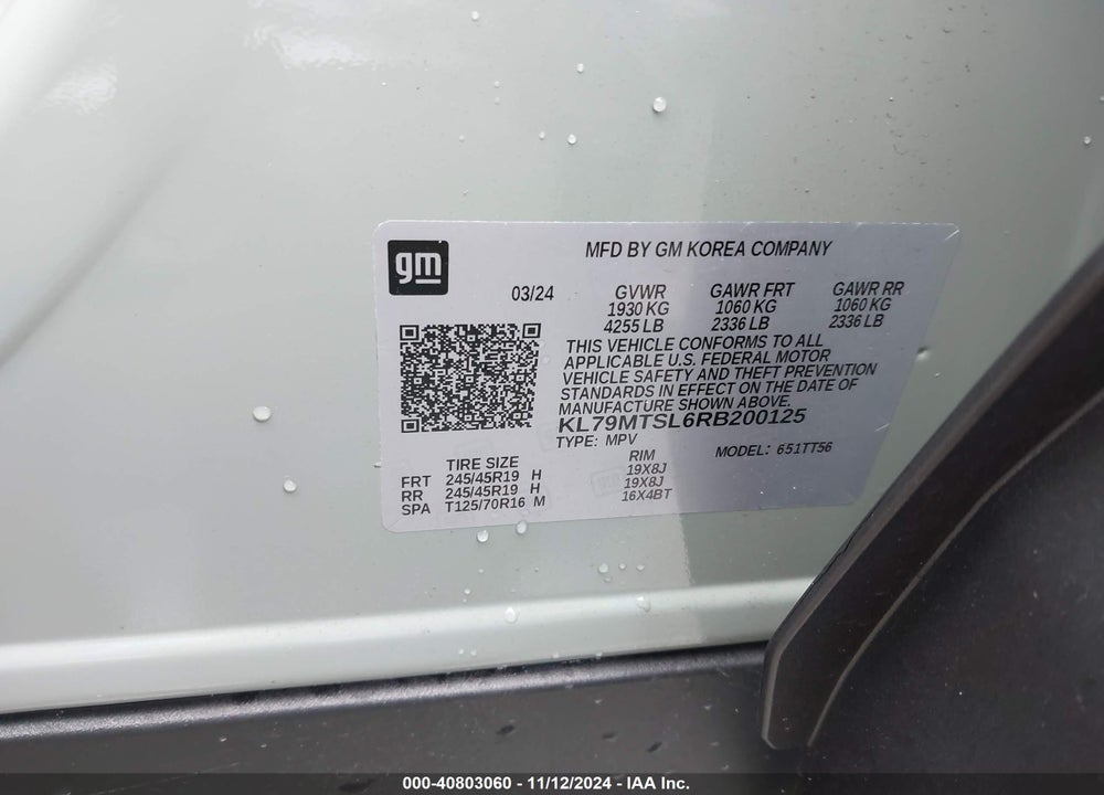 2024 CHEVROLET TRAILBLAZER FWD RS VIN: KL79MTSL6RB200125