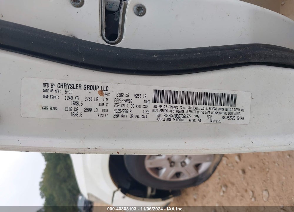 2011 DODGE JOURNEY EXPRESS VIN: 3D4PG4FB9BT561977