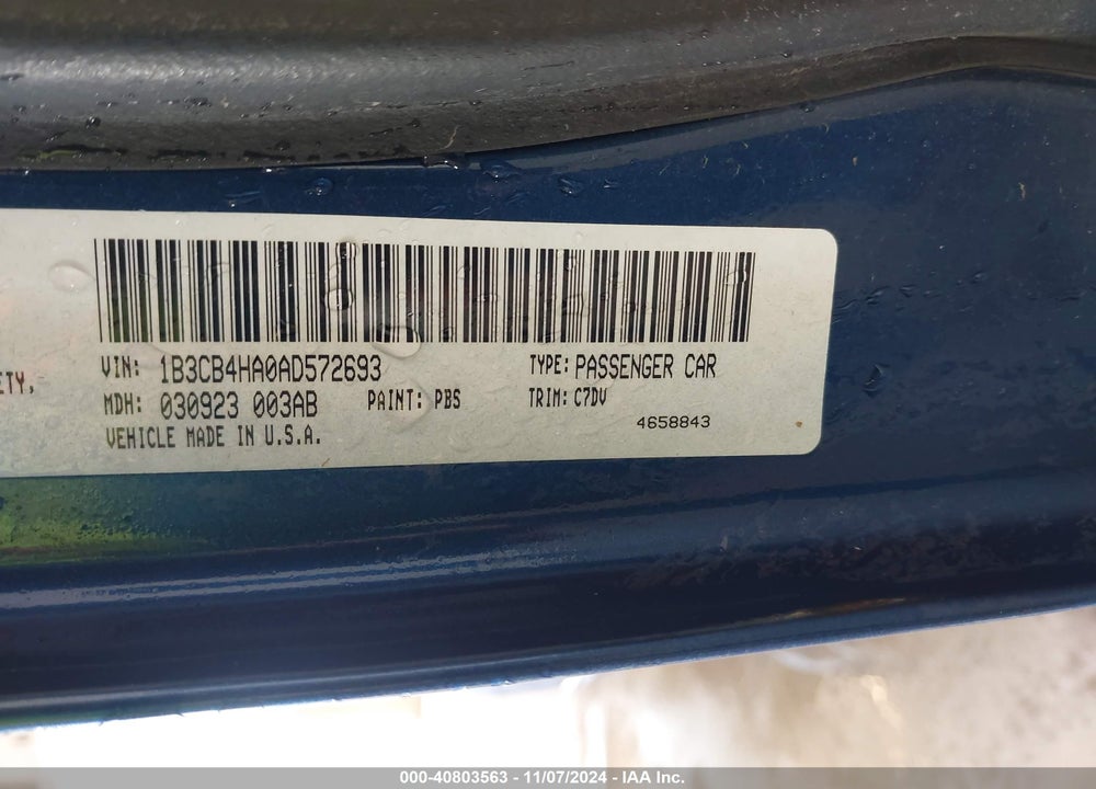 2010 DODGE CALIBER SXT VIN: 1B3CB4HA0AD572693