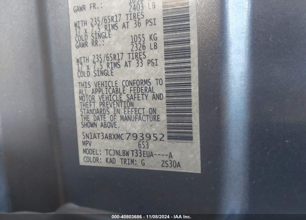 2021 NISSAN ROGUE S INTELLIGENT AWD VIN: 5N1AT3ABXMC793952