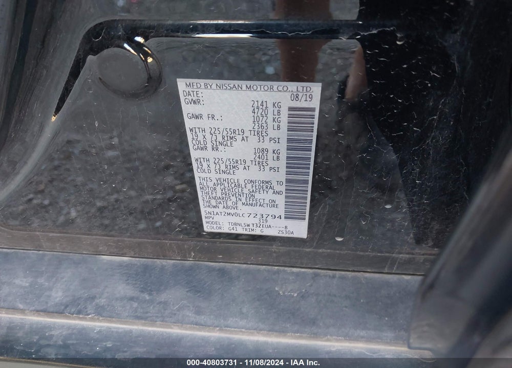 2020 NISSAN ROGUE SL INTELLIGENT AWD VIN: 5N1AT2MV0LC723794