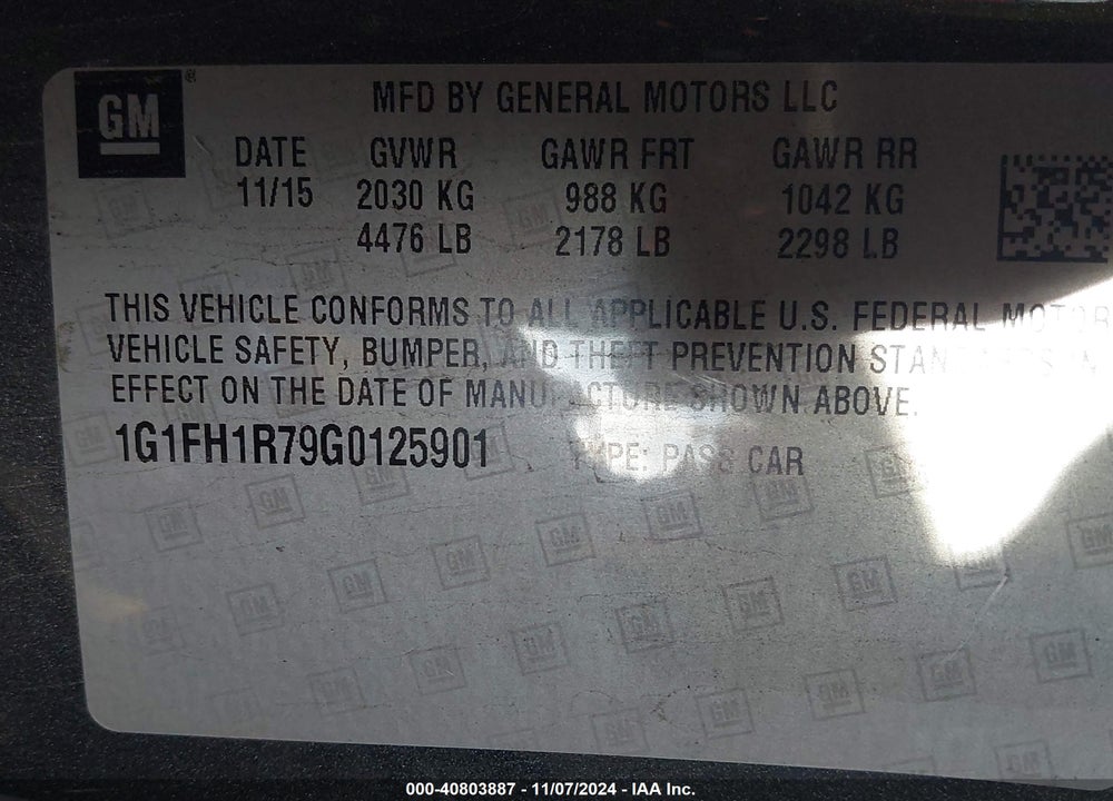 2016 CHEVROLET CAMARO 2SS VIN: 1G1FH1R79G0125901