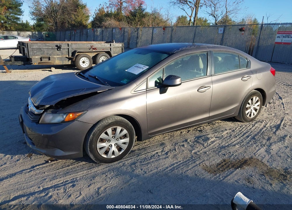 2012 HONDA CIVIC LX VIN: 19XFB2F56CE378144