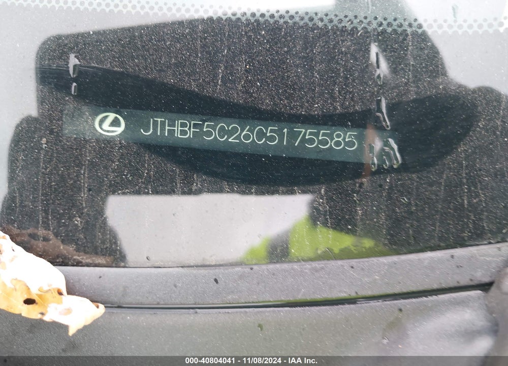 2012 LEXUS IS 250 VIN: JTHBF5C26C5175585