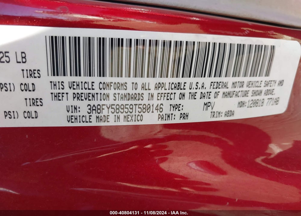 2009 CHRYSLER PT CRUISER TOURING VIN: 3A8FY58959T580146