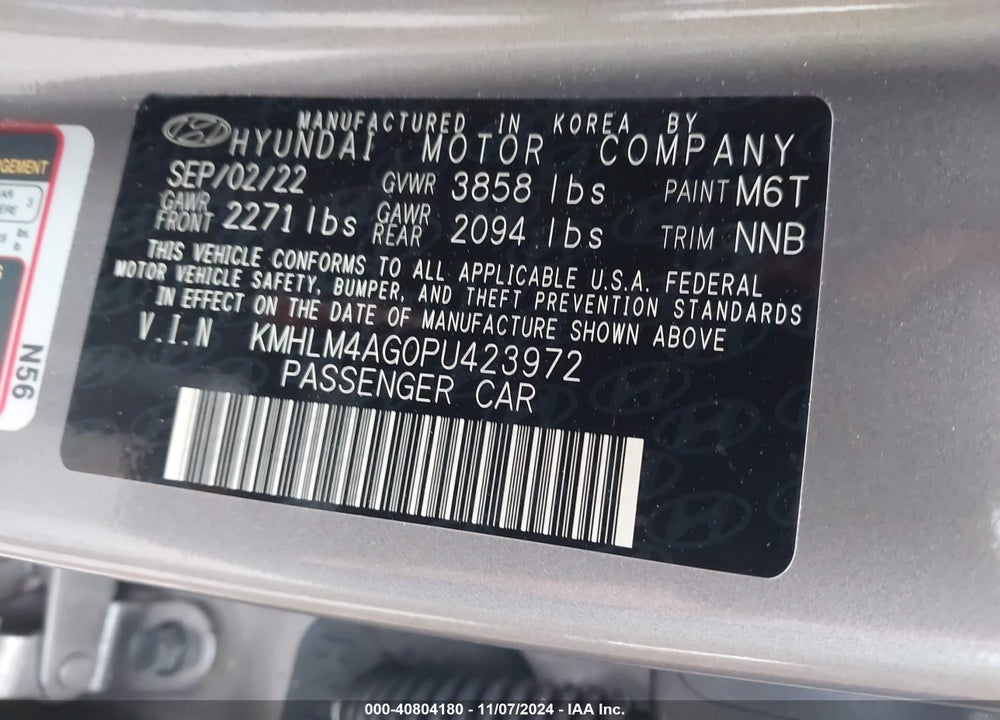 2023 HYUNDAI ELANTRA SEL VIN: KMHLM4AG0PU423972