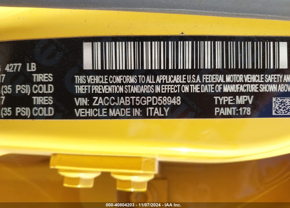 2016 JEEP RENEGADE LATITUDE VIN: ZACCJABT5GPD58948