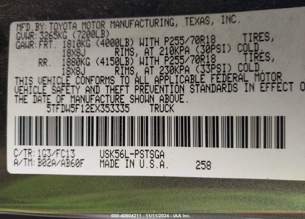 2014 TOYOTA TUNDRA SR5 5.7L V8 VIN: 5TFDW5F12EX353335