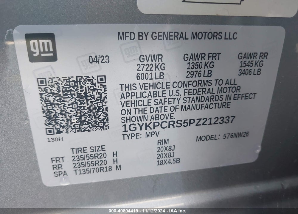 2023 CADILLAC XT6 PREMIUM LUXURY VIN: 1GYKPCRS5PZ212337
