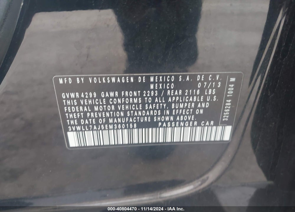 2014 VOLKSWAGEN JETTA 2.0L TDI VIN: 3VWLL7AJ5EM360158