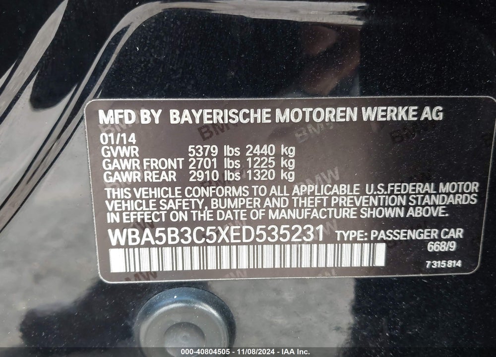 2014 BMW 535I XDRIVE VIN: WBA5B3C5XED535231