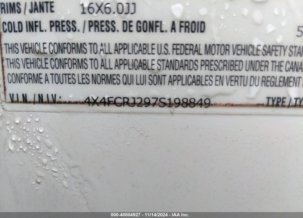 2007 FOREST RIVER RIVER CEDA VIN: 4X4FCRJ297S198849