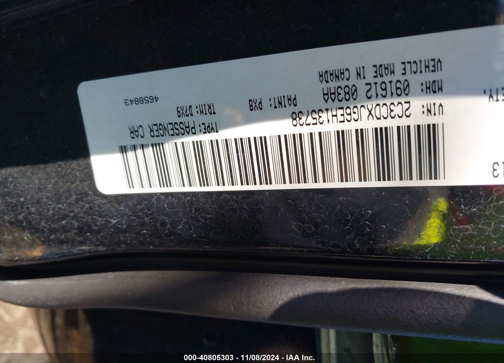2014 DODGE CHARGER SXT VIN: 2C3CDXJG6EH135738