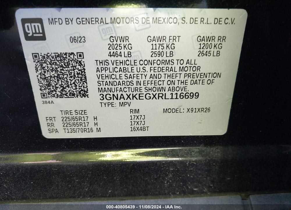 2024 CHEVROLET EQUINOX FWD LT VIN: 3GNAXKEGXRL116699