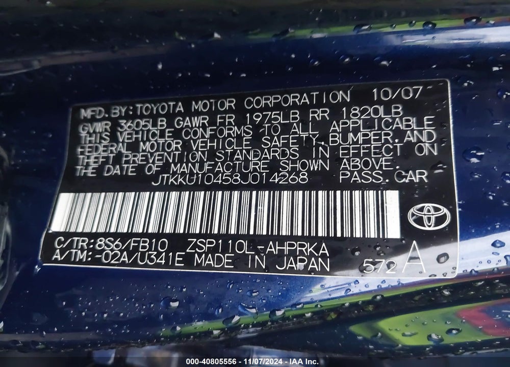 2008 SCION XD VIN: JTKKU10458J014268