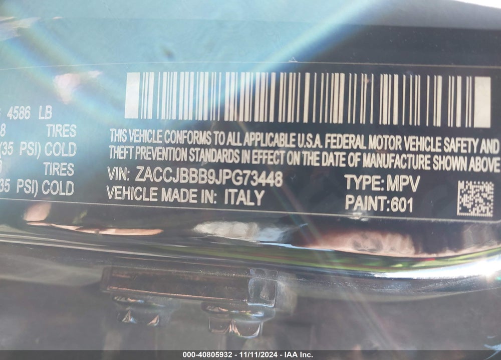2018 JEEP RENEGADE VIN: ZACCJBBB9JPG73448