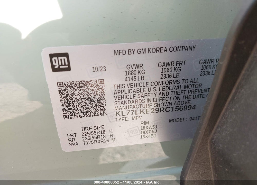2024 CHEVROLET TRAX FWD ACTIV VIN: KL77LKE29RC156994