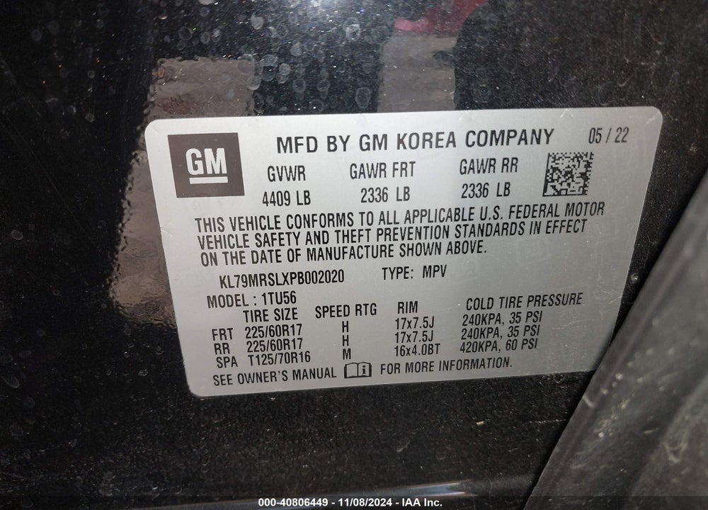 2023 CHEVROLET TRAILBLAZER AWD LT VIN: KL79MRSLXPB002020