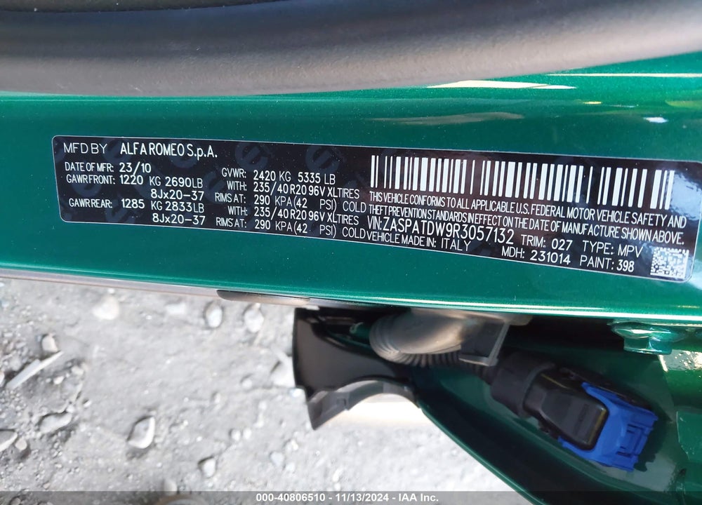 2024 ALFA ROMEO TONALE VELOCE VIN: ZASPATDW9R3057132