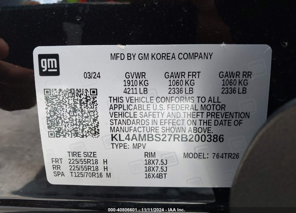 2024 BUICK ENCORE GX PREFERRED FWD VIN: KL4AMBS27RB200386