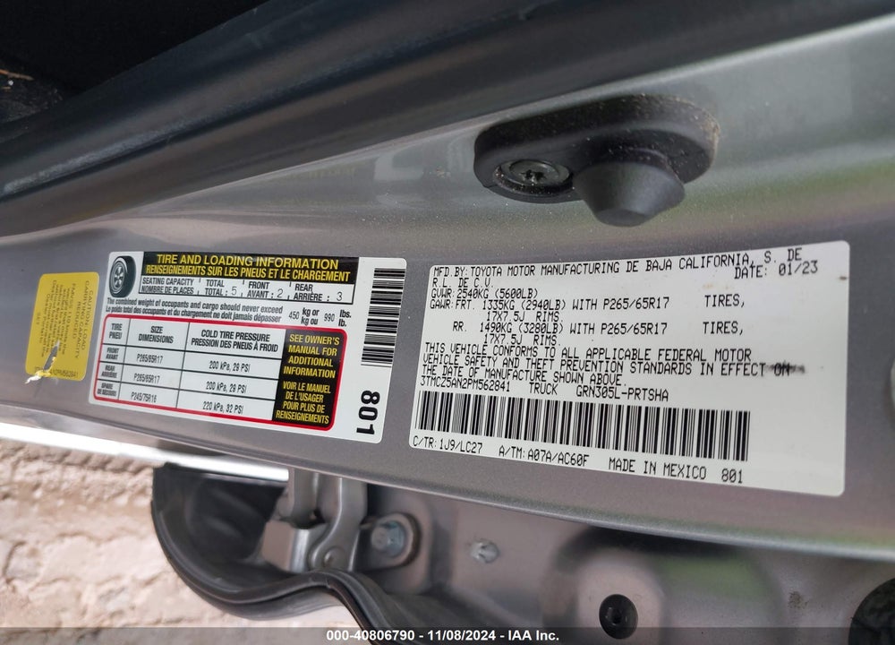2023 TOYOTA TACOMA TRD SPORT VIN: 3TMCZ5AN2PM562841