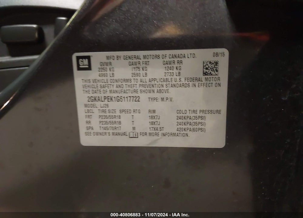2016 GMC TERRAIN SLT VIN: 2GKALPEK1G6117722
