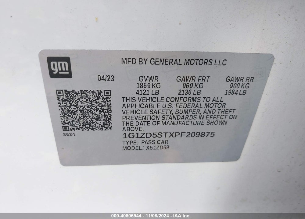2023 CHEVROLET MALIBU FWD 1LT VIN: 1G1ZD5STXPF209875