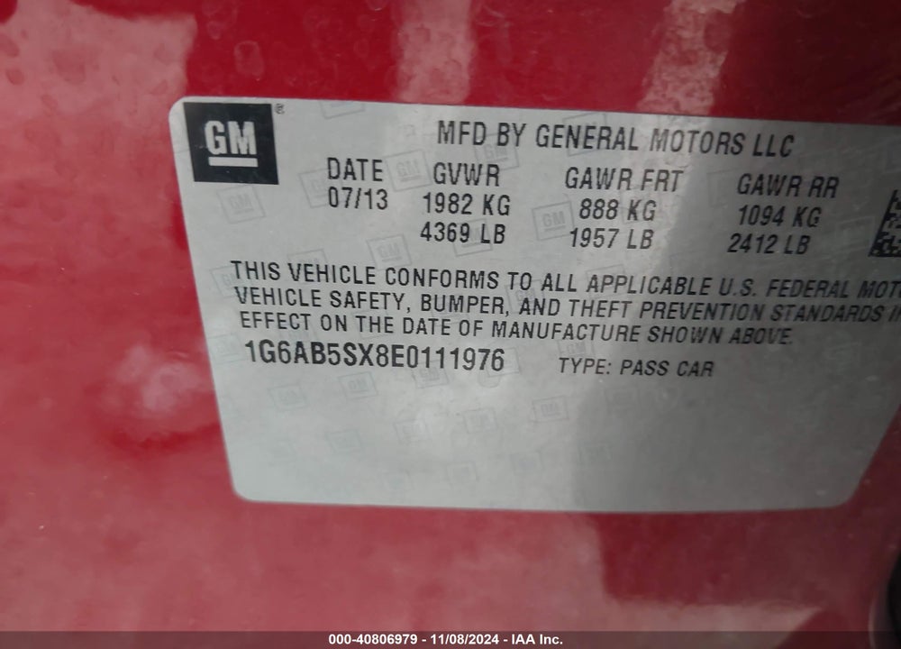 2014 CADILLAC ATS LUXURY VIN: 1G6AB5SX8E0111976