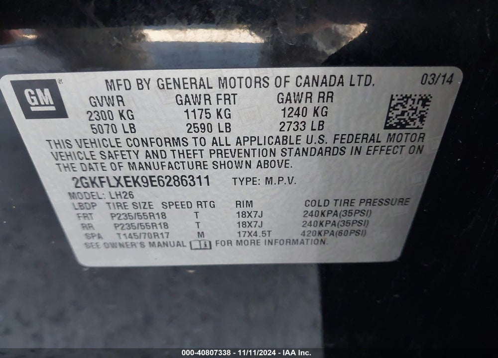 2014 GMC TERRAIN SLT-1 VIN: 2GKFLXEK9E6286311